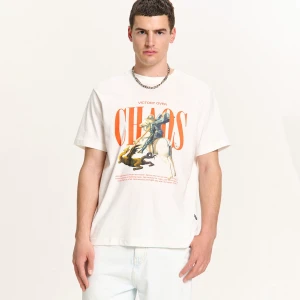 Zdjęcie produktu Cropp - T-shirt z autorskim retro nadrukiem - kremowy
