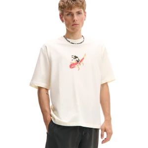Cropp - T-shirt z fantazyjnym nadrukiem - kremowy