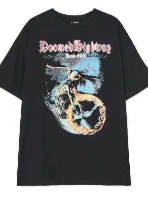 Cropp - T-shirt z kolorowym nadrukiem - czarny