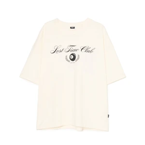 Cropp - T-shirt z kontrastowymi napisami - kremowy