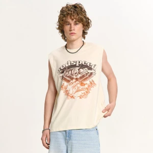 Zdjęcie produktu Cropp - T-shirt z motoryzacyjnym motywem - kremowy