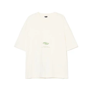 Cropp - T-shirt z motywacyjnym tekstem - kremowy