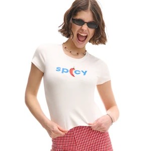 Cropp - T-shirt z motywem papryczki chilli - biały