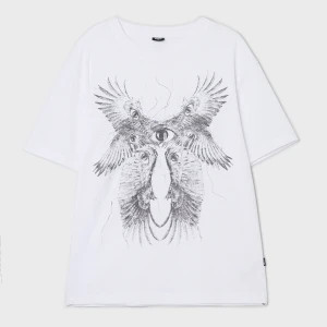 Cropp - T-shirt z motywem skrzydeł i oczu - biały