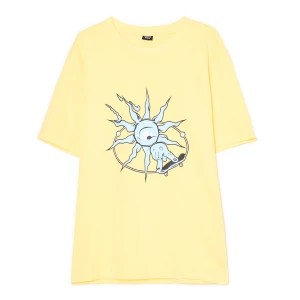 Cropp - T-shirt z nadrukiem dla skaterów - żółty