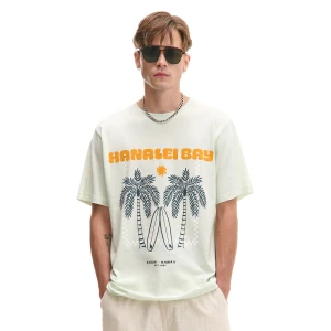 Cropp - T-shirt z nadrukiem palm - zielony