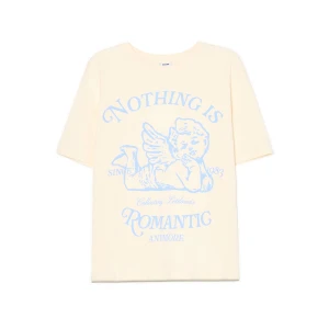 Cropp - T-shirt z napisami i wizerunkiem aniołka - żółty