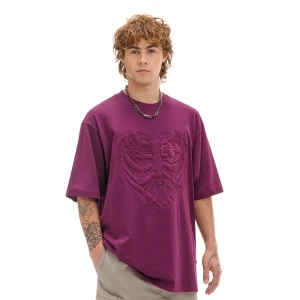 Cropp - T-shirt z naszywką żeber UNISEX - fioletowy