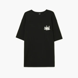 Zdjęcie produktu Cropp - T-shirt z waflowym wzorem i nadrukami - czarny