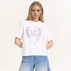 Cropp - T-shirt ze spranym nadrukiem - biały