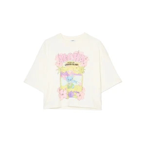 Cropp - T-shirt ze Stitchem w hawajskim stylu - biały