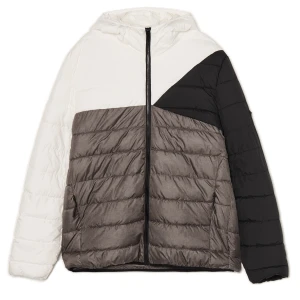 Cropp - Trójkolorowa kurtka puffer z kapturem - czarny