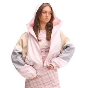 Cropp - Trójkolorowa lekka kurtka z kapturem - różowy