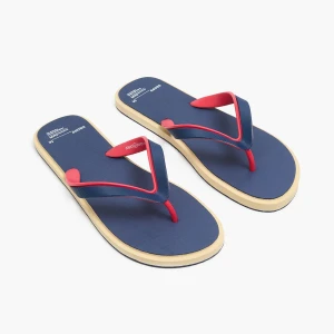 Cropp - Trójkolorowe japonki z brandowym nadrukiem - granatowy