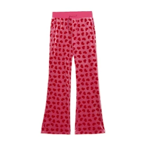 Cropp - Welurowe różowe spodnie z sercami - wielobarwny