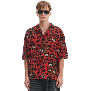 Cropp - Wiskozowa koszula w panterkę - kasztanowy