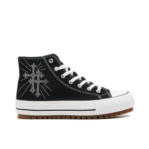 Cropp - Wysokie trampki z motywem krzyża - czarny