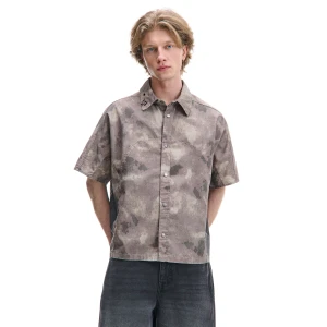 Cropp - Wzorzysta koszula na zatrzaski - beżowy