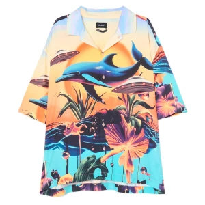 Cropp - Wzorzysta koszula z fantazyjnym motywem - pomarańczowy