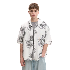 Cropp - Wzorzysta koszula z lnem - biały