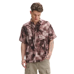 Cropp - Wzorzysta koszula z wiskozą - brązowy