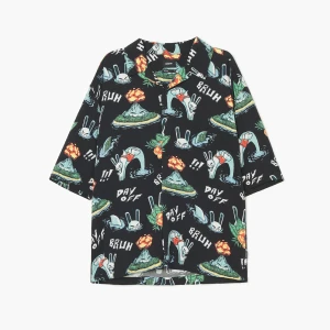 Cropp - Wzorzysta koszula z wiskozy - czarny