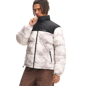 Cropp - Wzorzysta kurtka puffer ze stójką - biały