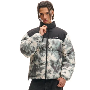 Cropp - Wzorzysta kurtka puffer ze stójką - zielony