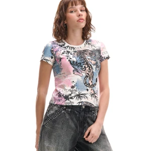 Cropp - Wzorzysta letnia koszulka - wielobarwny