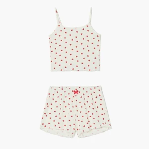 Cropp - Wzorzysta piżama w serduszka - biały