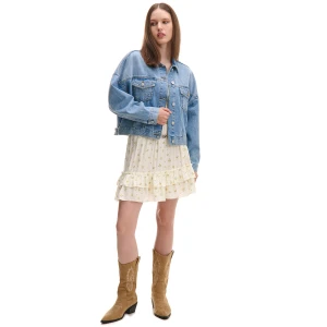 Cropp - Wzorzysta spódniczka mini z wiskozy - kremowy