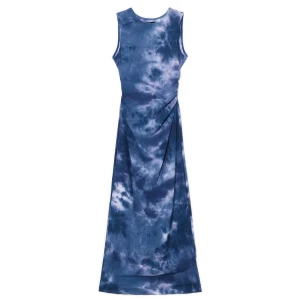 Cropp - Wzorzysta sukienka maxi - niebieski