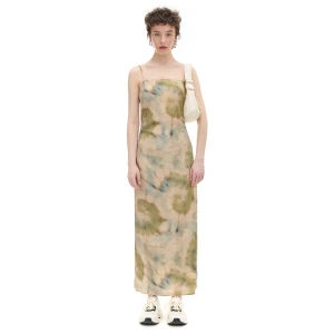 Cropp - Wzorzysta sukienka midi z efektem tie-dye - zielony