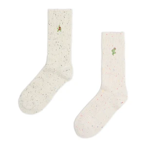 Cropp - Wzorzyste skarpety z dodatkiem wełny - kremowy