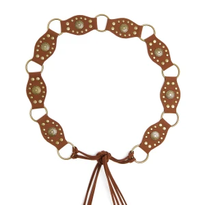 Cropp - Wzorzysty brązowy pasek - brązowy