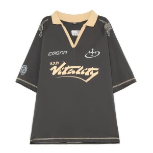 Cropp - Wzorzysty T-shirt polo - czarny