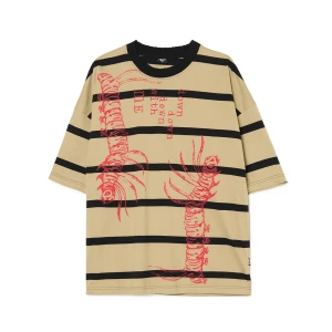 Cropp - Wzorzysty T-shirt w paski - zielony