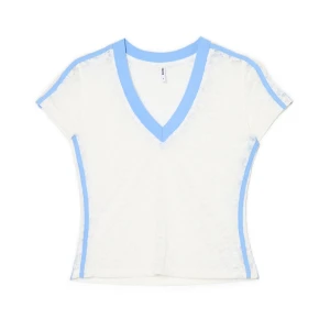 Cropp - Wzorzysty T-shirt z koronkowym wykończeniem - biały