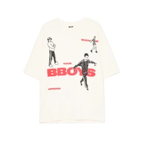 Cropp - Wzorzysty T-shirt z motywem breakdance - kremowy