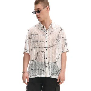 Cropp - Żakardowa koszula z motywem drutu kolczastego - biały