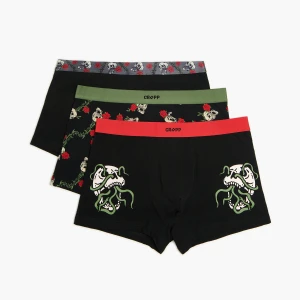 Cropp - Zestaw bokserek z motywem czaszki i róży - czarny