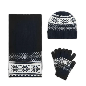 Cropp - Zestaw czapka, szalik i rękawiczki - granatowy