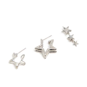 Cropp - Zestaw kolczyków w kształcie gwiazdy - srebrny