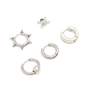 Cropp - Zestaw kolczyków w srebrnym kolorze - srebrny