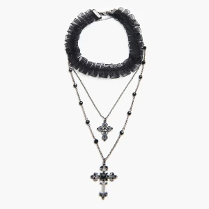 Cropp - Zestaw naszyjników z motywem krzyża - czarny