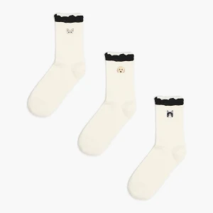 Cropp - Zestaw skarpet z dekoracyjnym haftem - biały