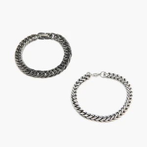 Cropp - Zestaw szerokich bransolet - srebrny