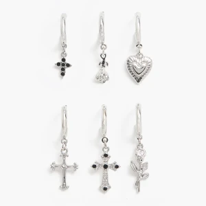 Cropp - Zestaw wiszących kolczyków - srebrny