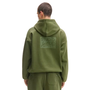 Cropp - Zielona bluza hoodie z brandowym nadrukiem - zielony