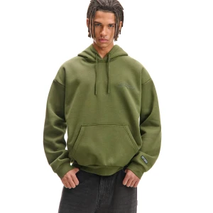 Cropp - Zielona boxy bluza z kapturem i napisem - zielony